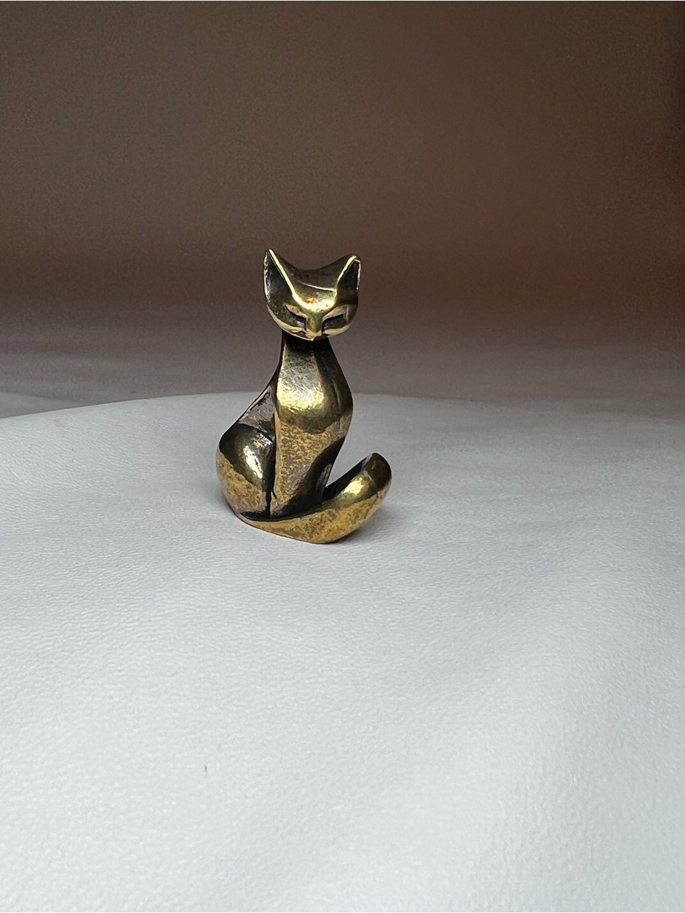 Brass metal dollhouse miniature trinket vintage cat